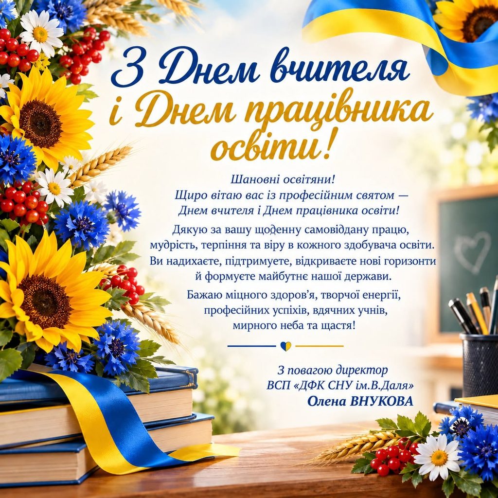З Днем вчителя і Днем праціника освіти!